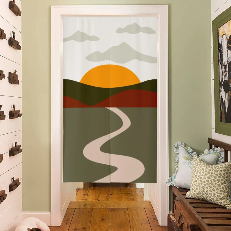 Noren Curtain Doorway - Rideaux de porte peints paysage nordique
